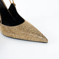 Versace Gold Crystal Embellished Slingback Pumps Size 40 Coeur Cult Core