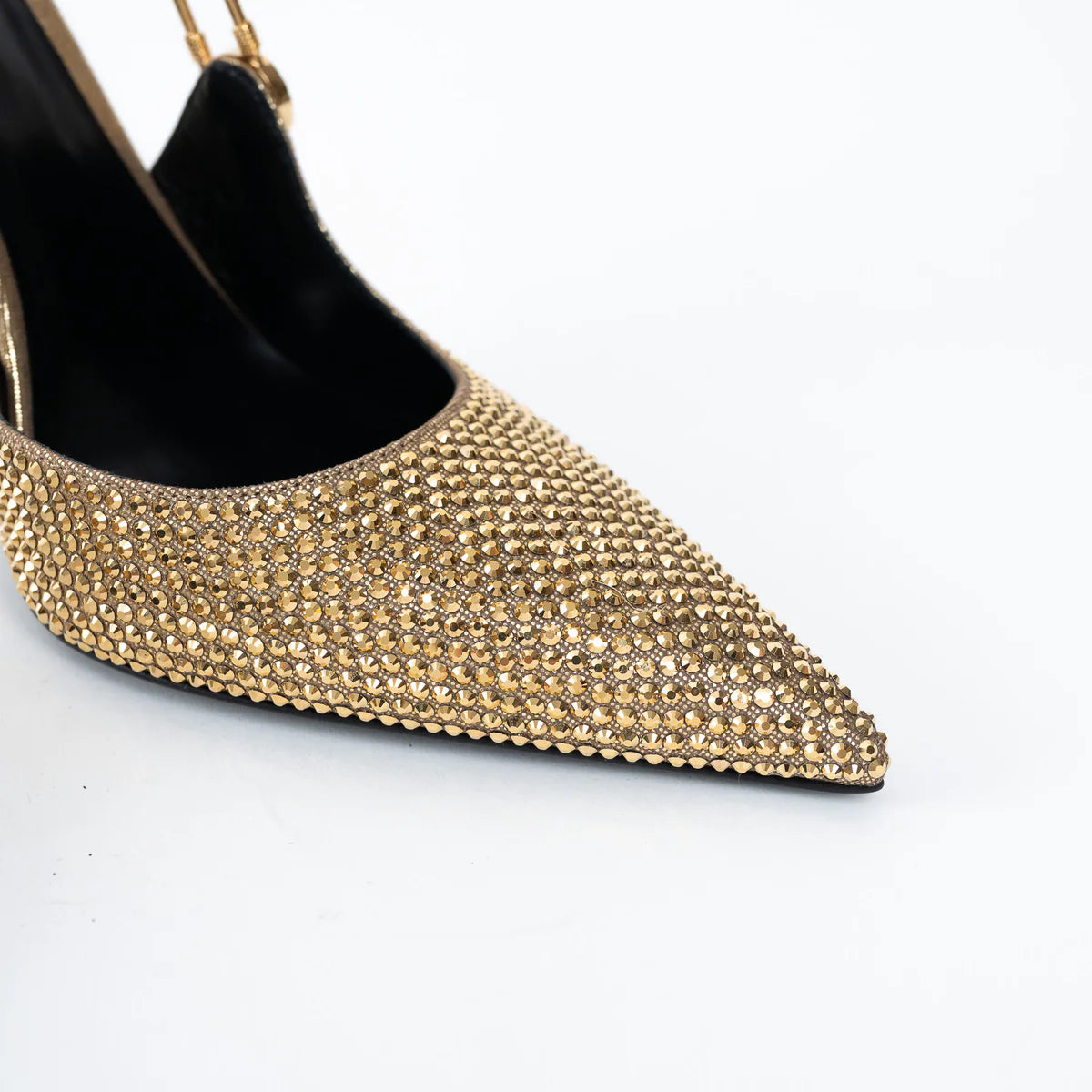 Versace Gold Crystal Embellished Slingback Pumps Size 40 Coeur Cult Core