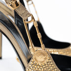 Versace Gold Crystal Embellished Slingback Pumps Size 40 Coeur Cult Core