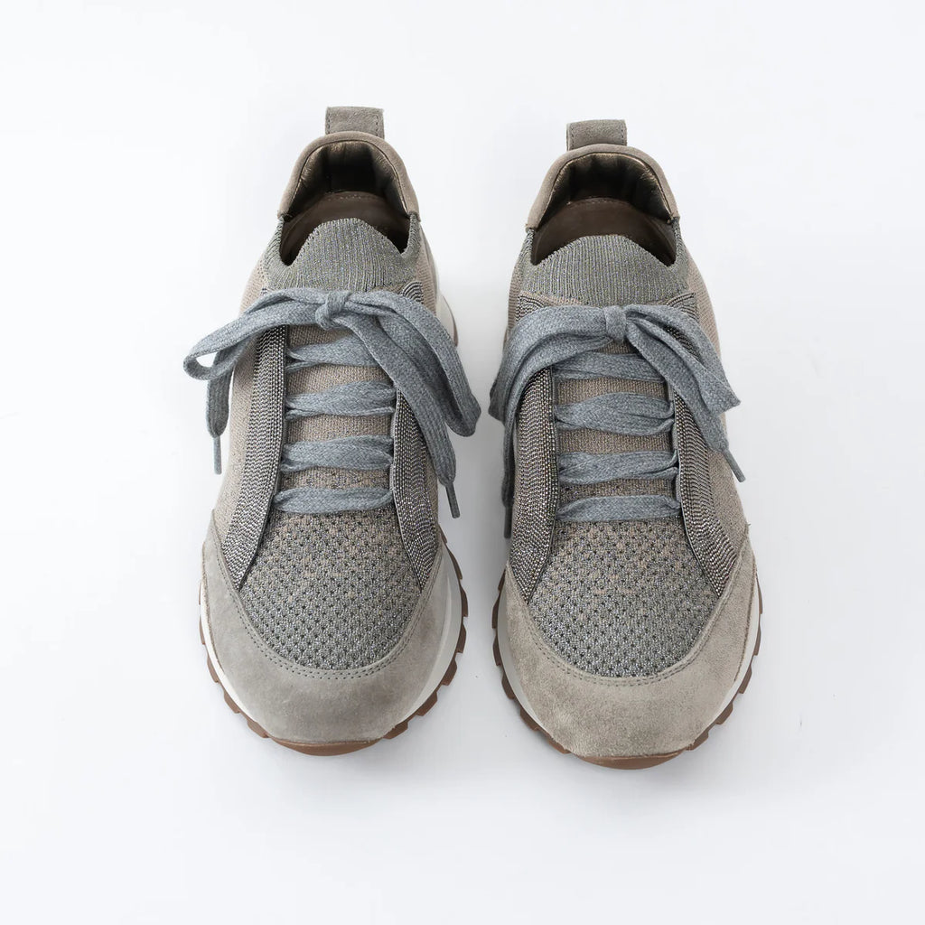 Brunello Cucinelli Grey Knit Sneakers Size 37 Coeur Cult Core