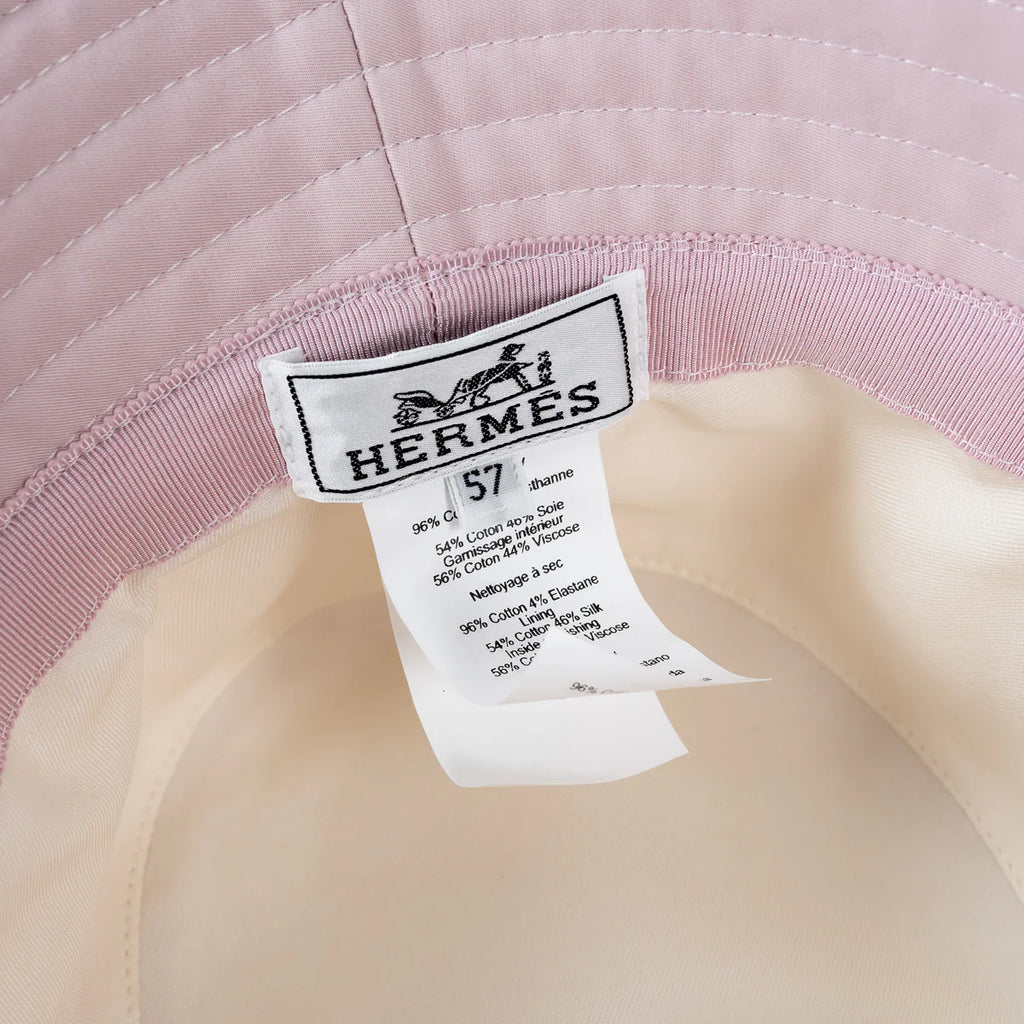 Hermes Pink Bucket Hat with Embroidered Logo Size 57 Coeur Cult Core