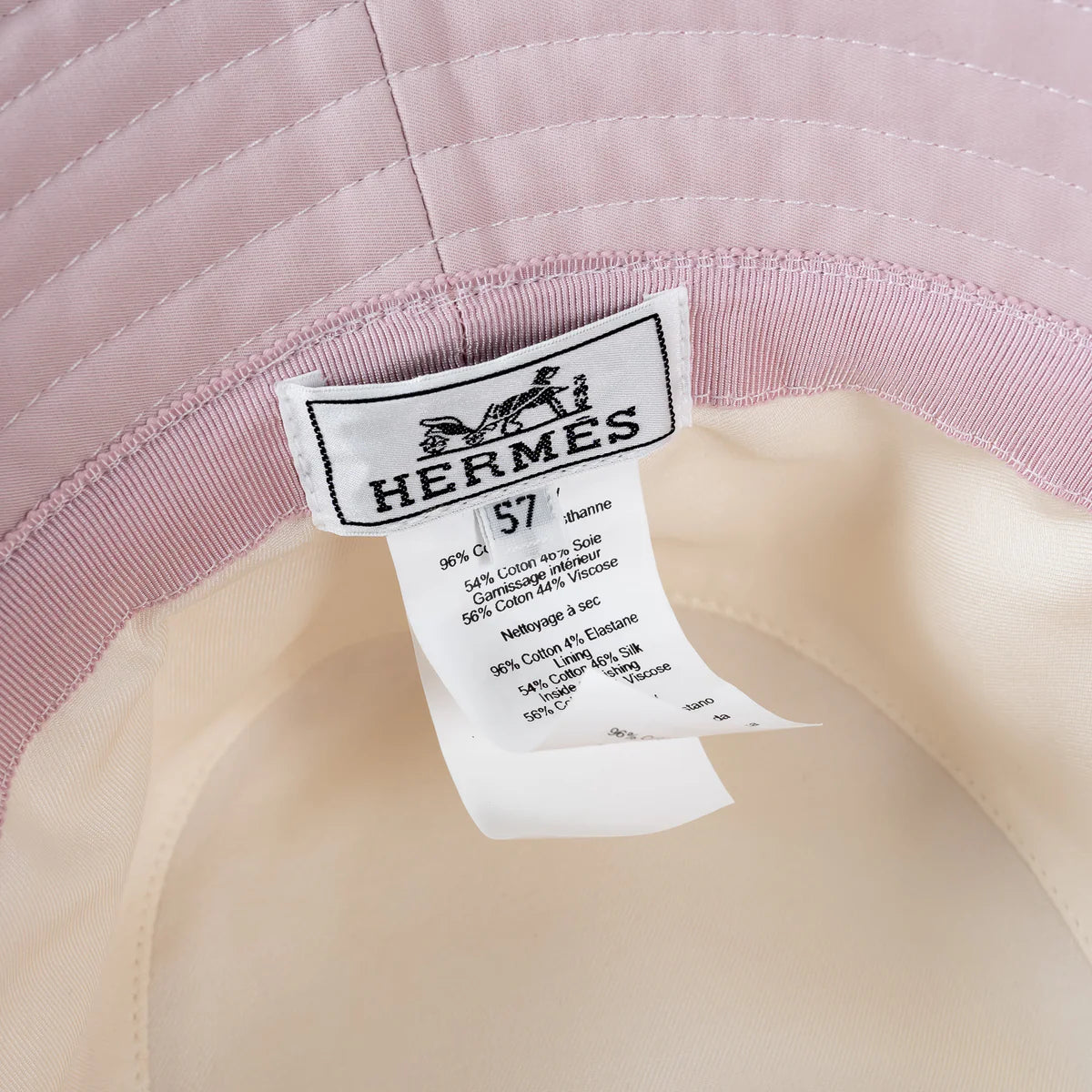 Hermes Pink Bucket Hat with Embroidered Logo Size 57 Coeur Cult Core