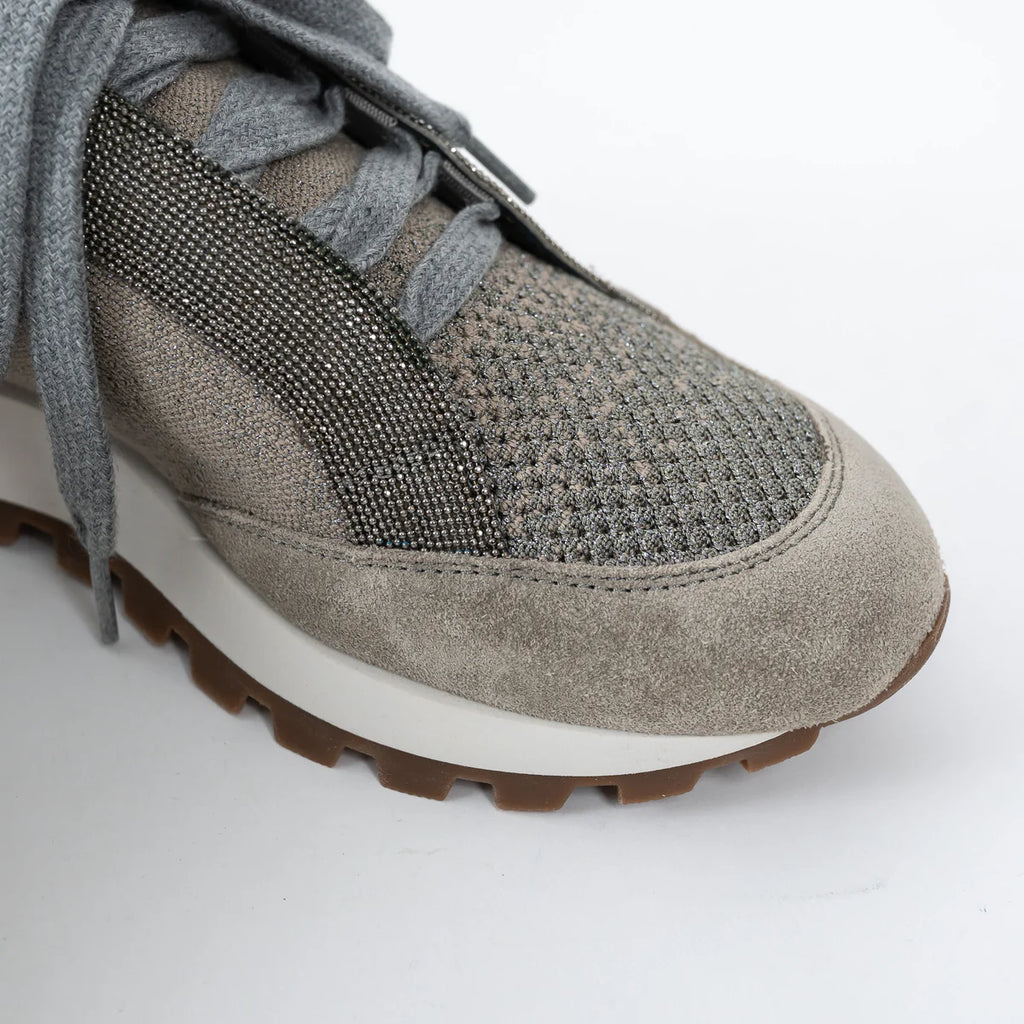Brunello Cucinelli Grey Knit Sneakers Size 37 Coeur Cult Core