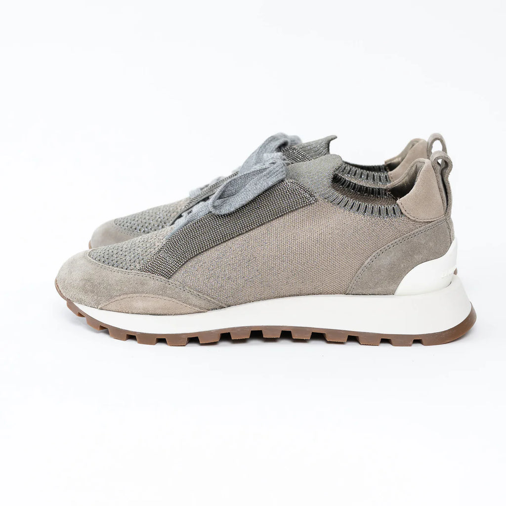Brunello Cucinelli Grey Knit Sneakers Size 37 Coeur Cult Core