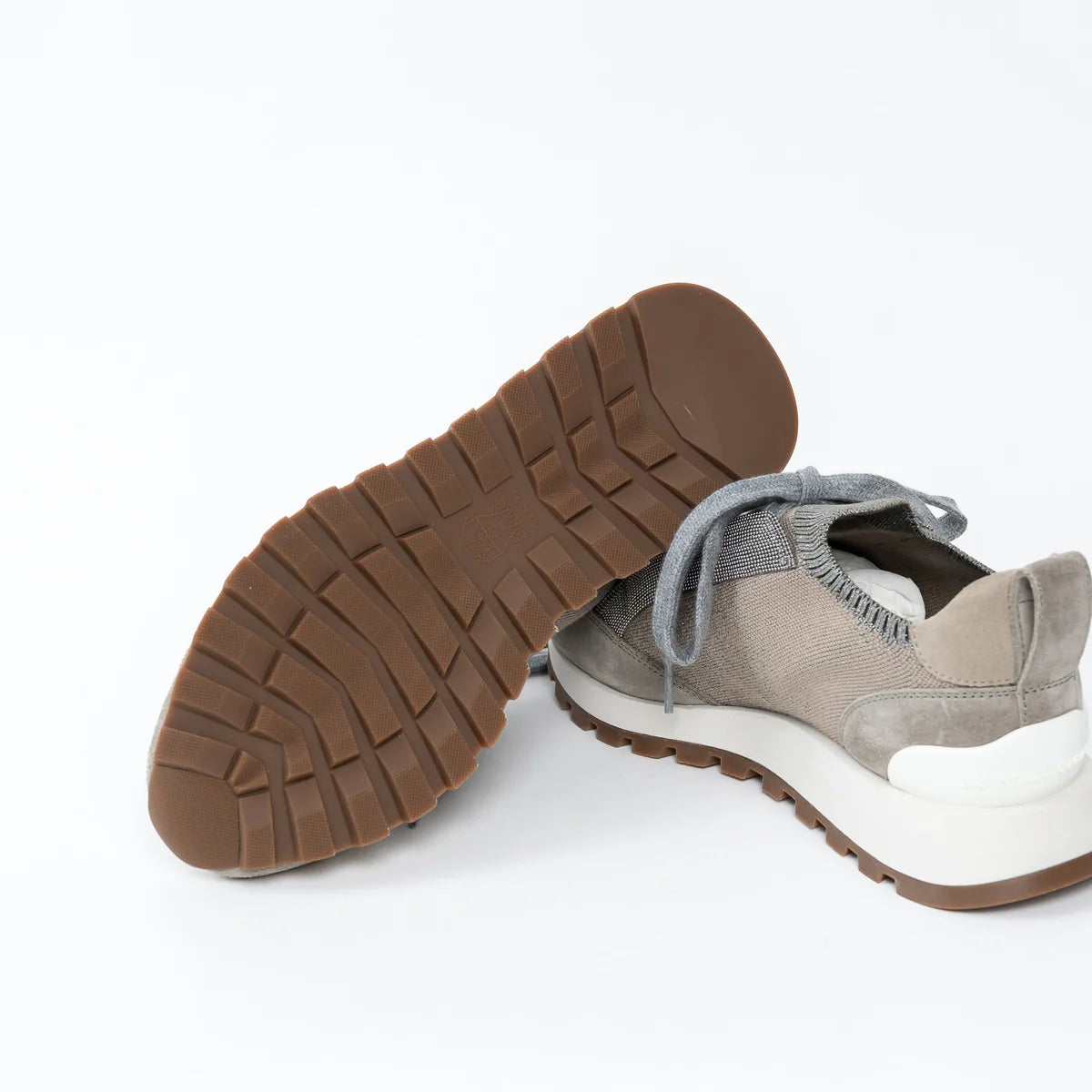 Brunello Cucinelli Grey Knit Sneakers Size 37 Coeur Cult Core