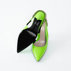 Gucci Neon Green Slingback Heels with Chain Detail Size 36.5 Coeur Cult Core