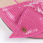 Gucci Pink Sequin Slip on Mules with Bow Size 40 Coeur Cult Core