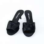 Prada Black Satin Flower Sandals Size 36.5 Coeur Cult Core