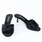 Prada Black Satin Flower Sandals Size 36.5 Coeur Cult Core