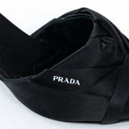 Prada Black Satin Flower Sandals Size 36.5 Coeur Cult Core