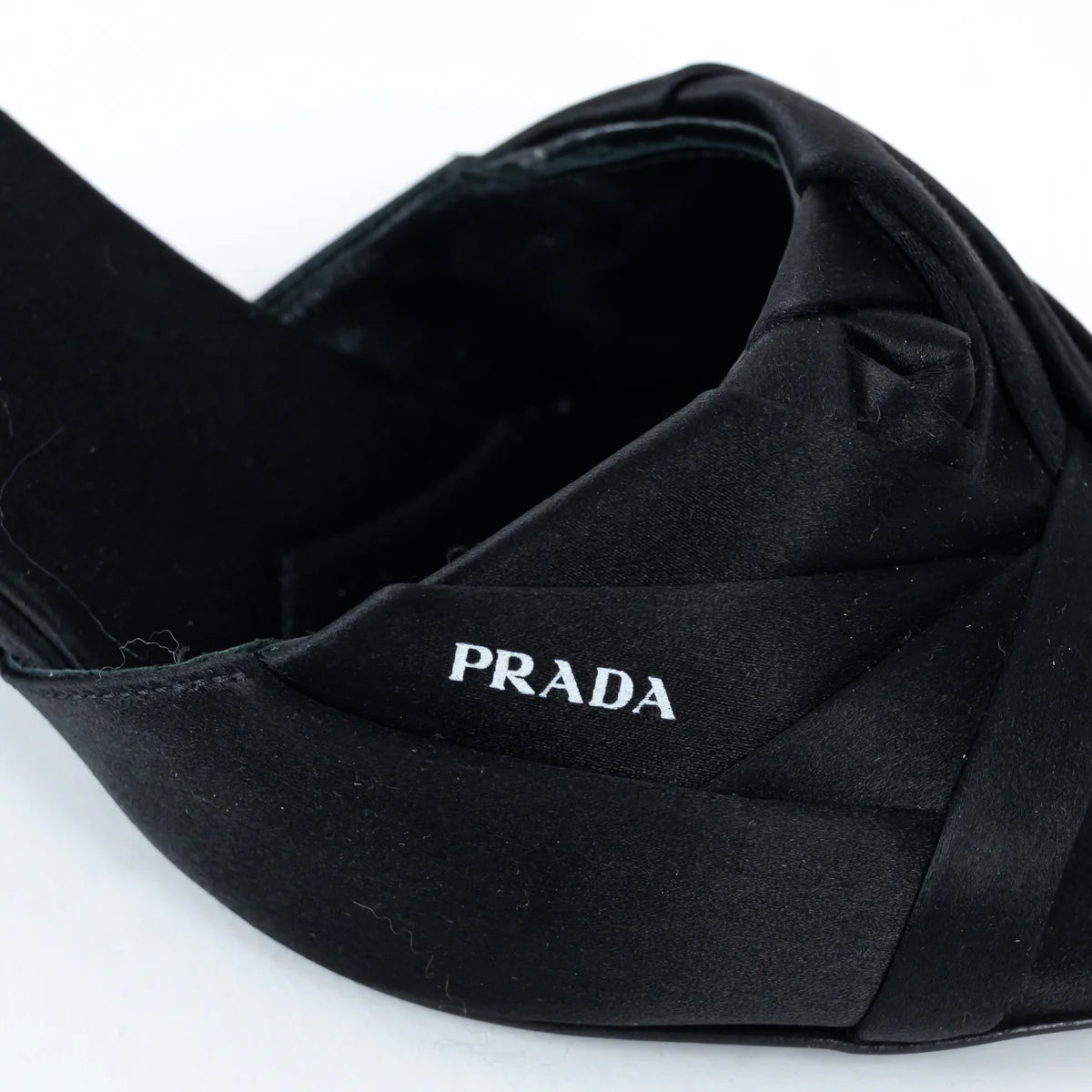 Prada Black Satin Flower Sandals Size 36.5 Coeur Cult Core