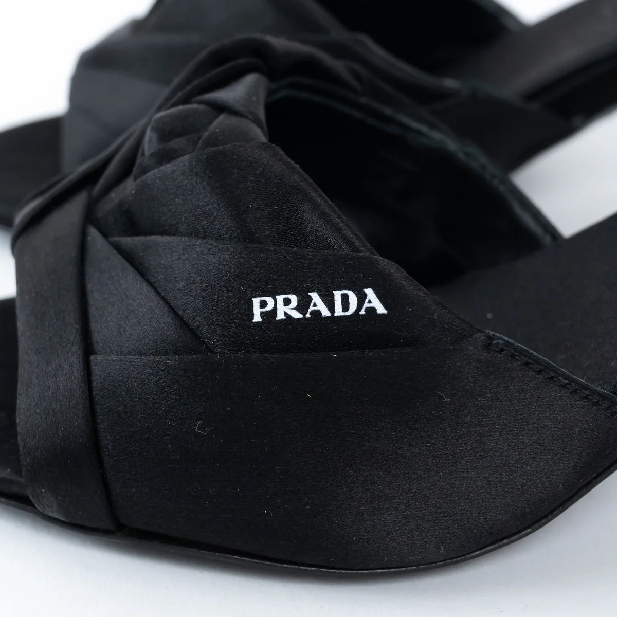 Prada Black Satin Flower Sandals Size 36.5 Coeur Cult Core