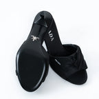 Prada Black Satin Flower Sandals Size 36.5 Coeur Cult Core