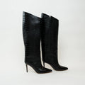 Alexandre Vauthier Black Grained Leather Knee High Boots Size 38 Coeur Cult Core