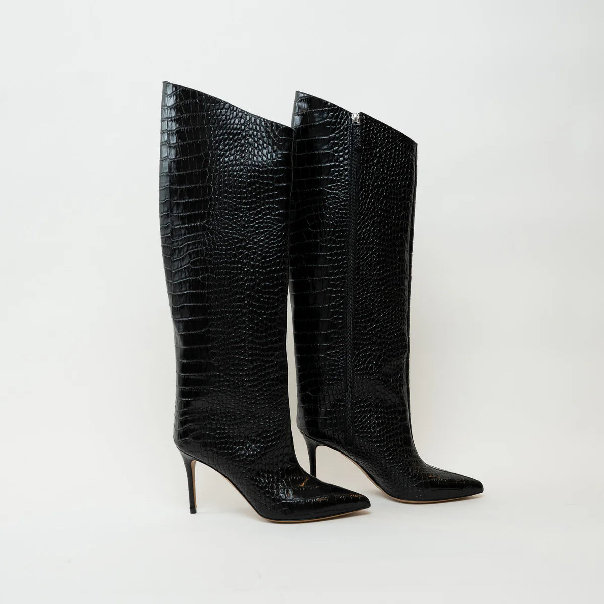Alexandre Vauthier Black Grained Leather Knee High Boots Size 38 Coeur Cult Core