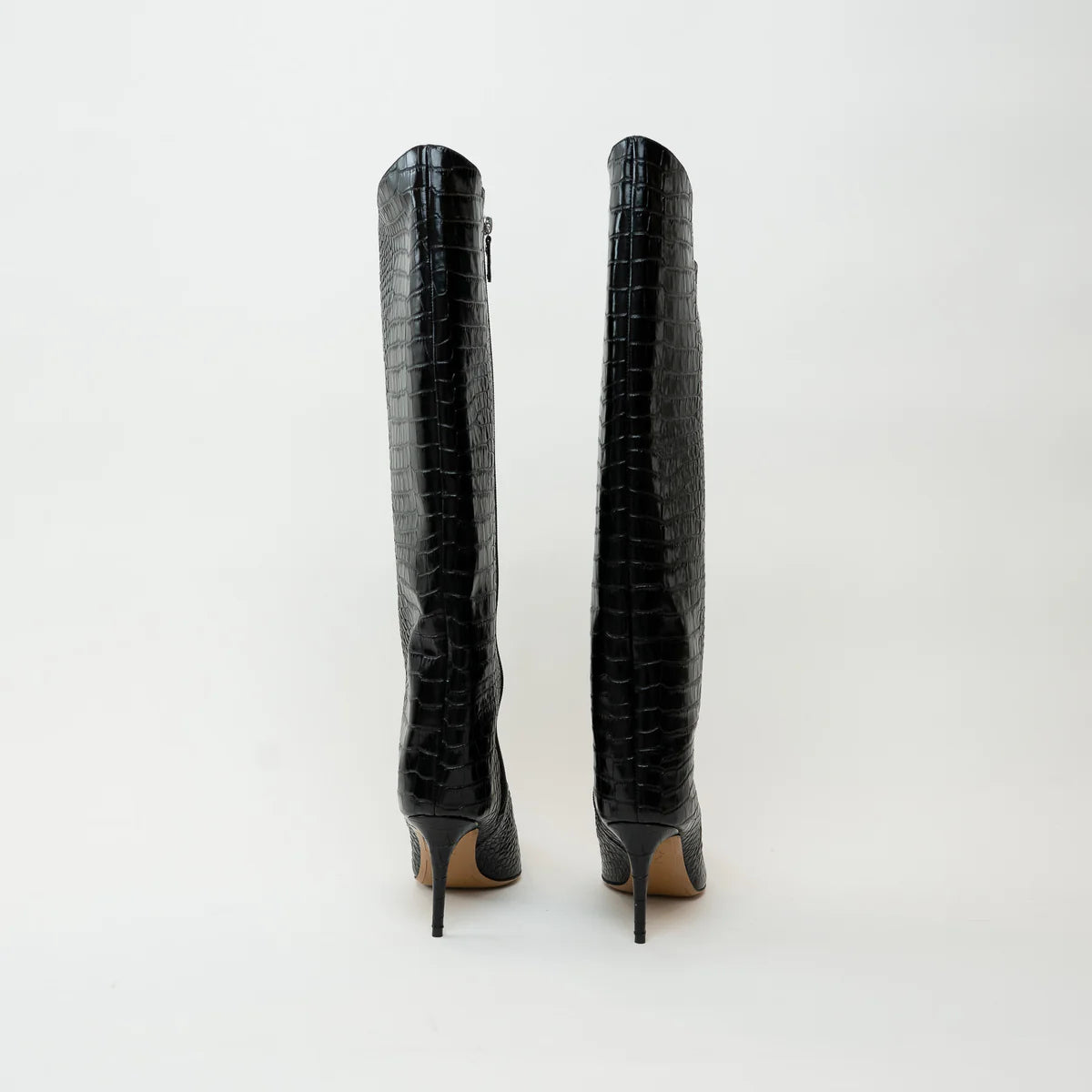 Alexandre Vauthier Black Grained Leather Knee High Boots Size 38 Coeur Cult Core