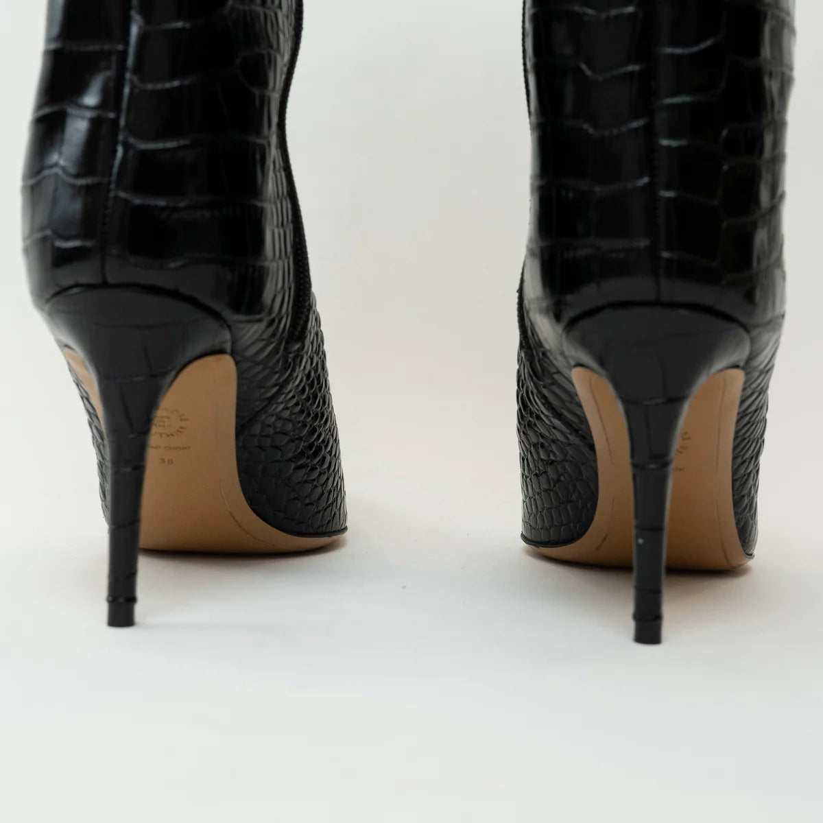 Alexandre Vauthier Black Grained Leather Knee High Boots Size 38 Coeur Cult Core