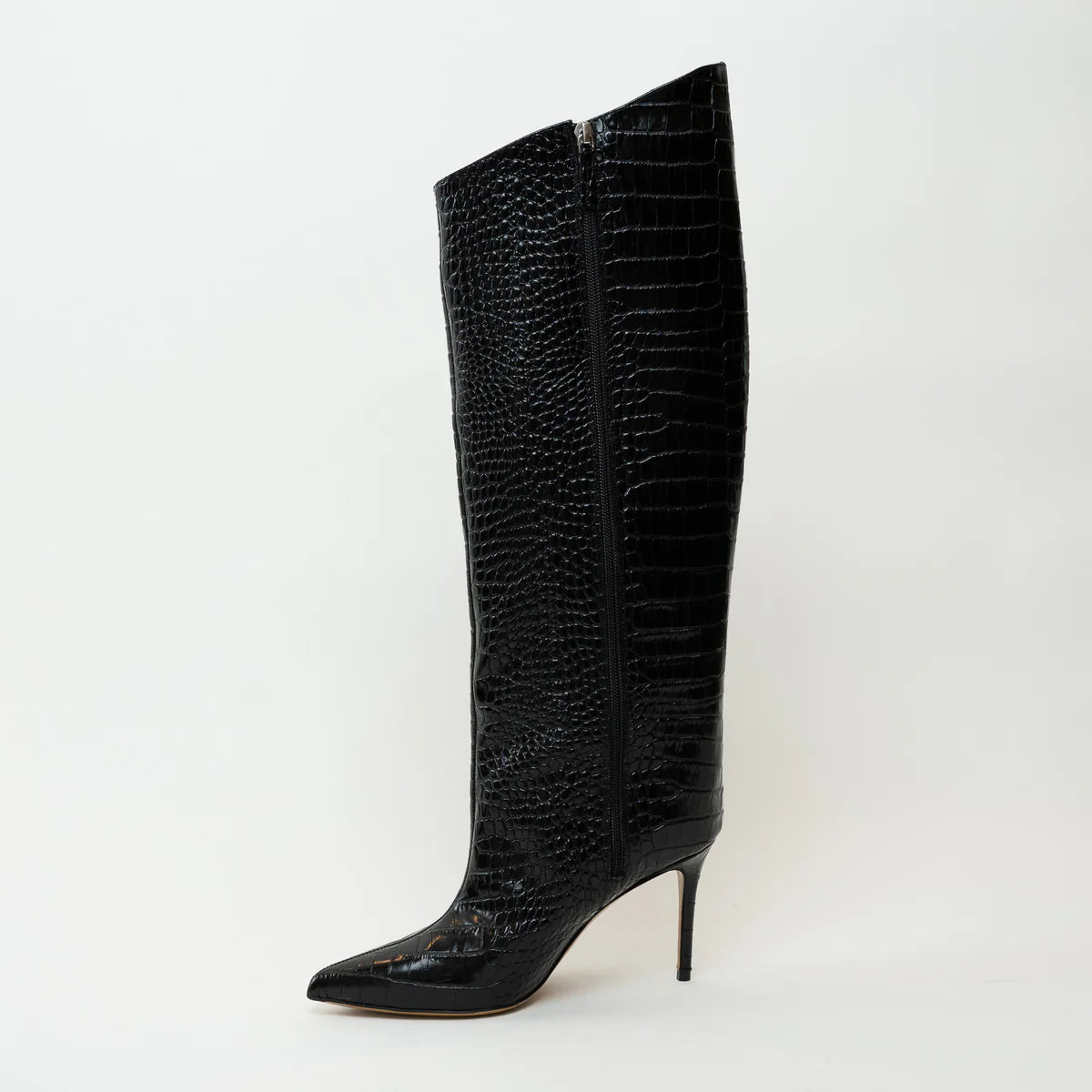 Alexandre Vauthier Black Grained Leather Knee High Boots Size 38 Coeur Cult Core