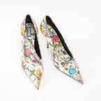 Gucci White Leather Floral Heels Size 40 Coeur Cult Core