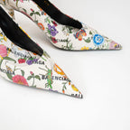 Gucci White Leather Floral Heels Size 40 Coeur Cult Core