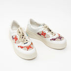 Gucci White Leather Woven Multicolor GG Sneakers Size 41 Coeur Cult Core