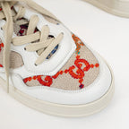 Gucci White Leather Woven Multicolor GG Sneakers Size 41 Coeur Cult Core