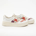 Gucci White Leather Woven Multicolor GG Sneakers Size 41 Coeur Cult Core