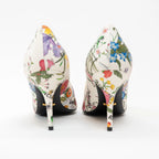 Gucci White Leather Floral Heels Size 40 Coeur Cult Core