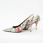Gucci White Leather Floral Heels Size 40 Coeur Cult Core