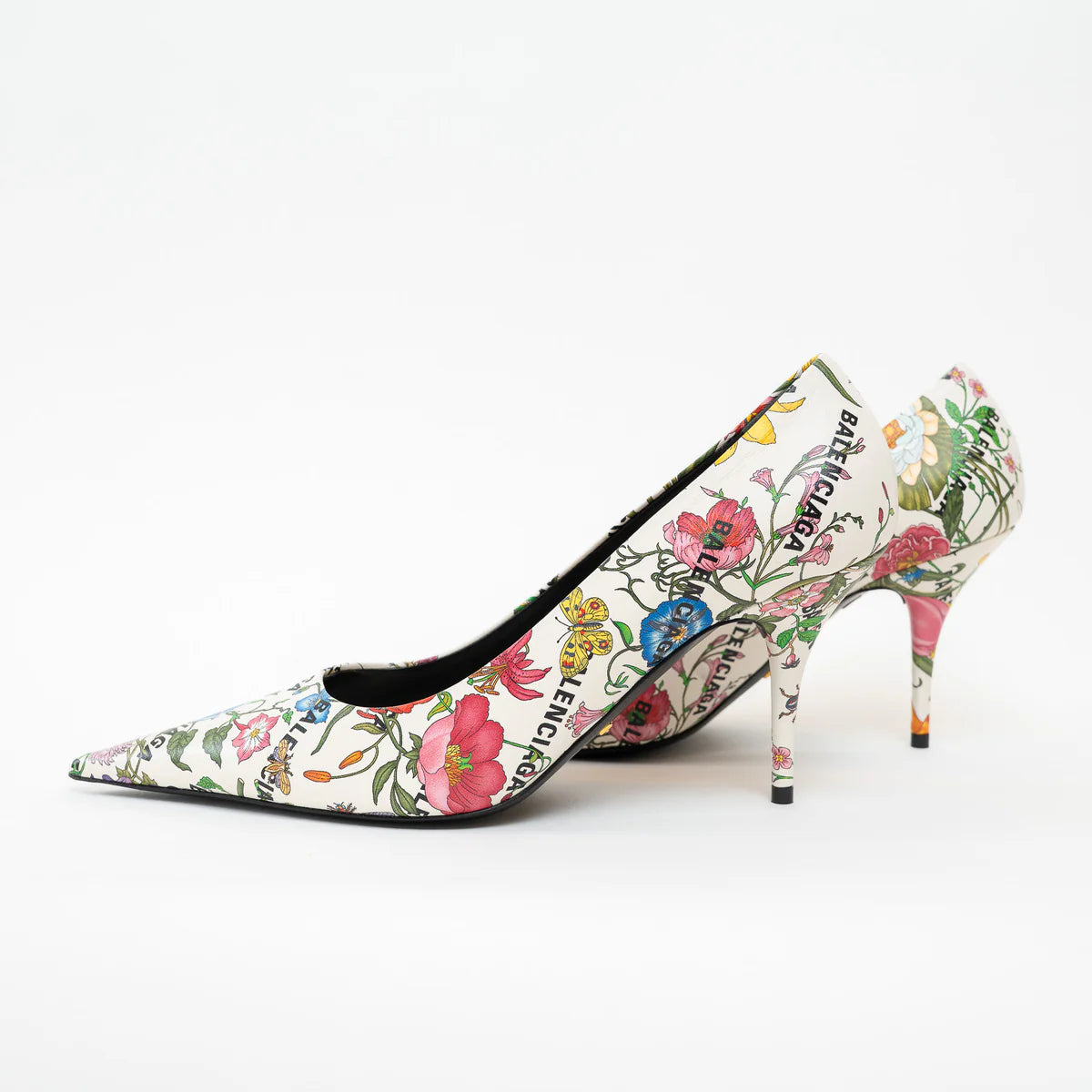 Gucci White Leather Floral Heels Size 40 Coeur Cult Core