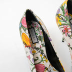 Gucci White Leather Floral Heels Size 40 Coeur Cult Core