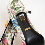 Gucci White Leather Floral Heels Size 40 Coeur Cult Core