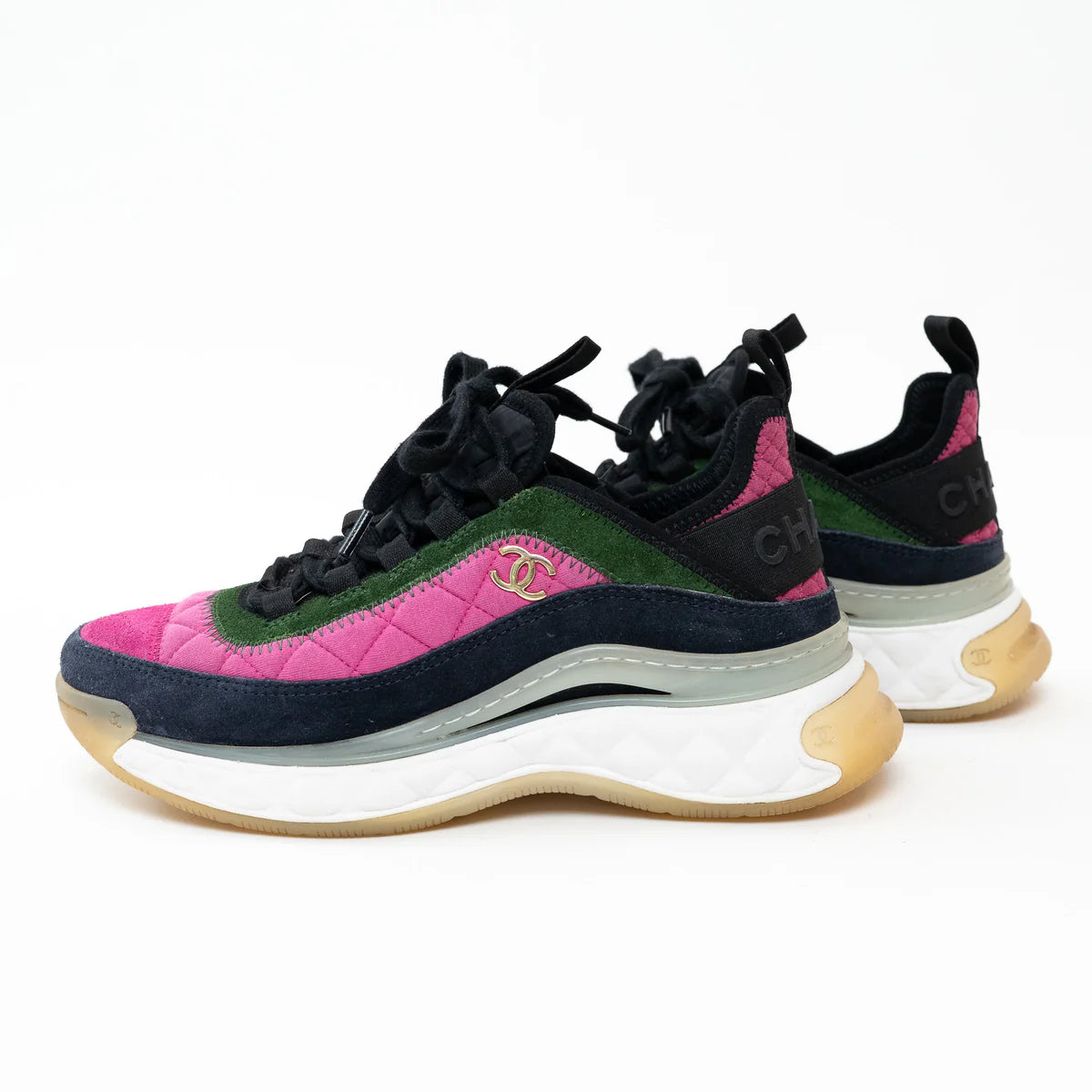 Pre-Loved Chanel™ Multicolor Suede Sneakers Size 36 Coeur Cult Core