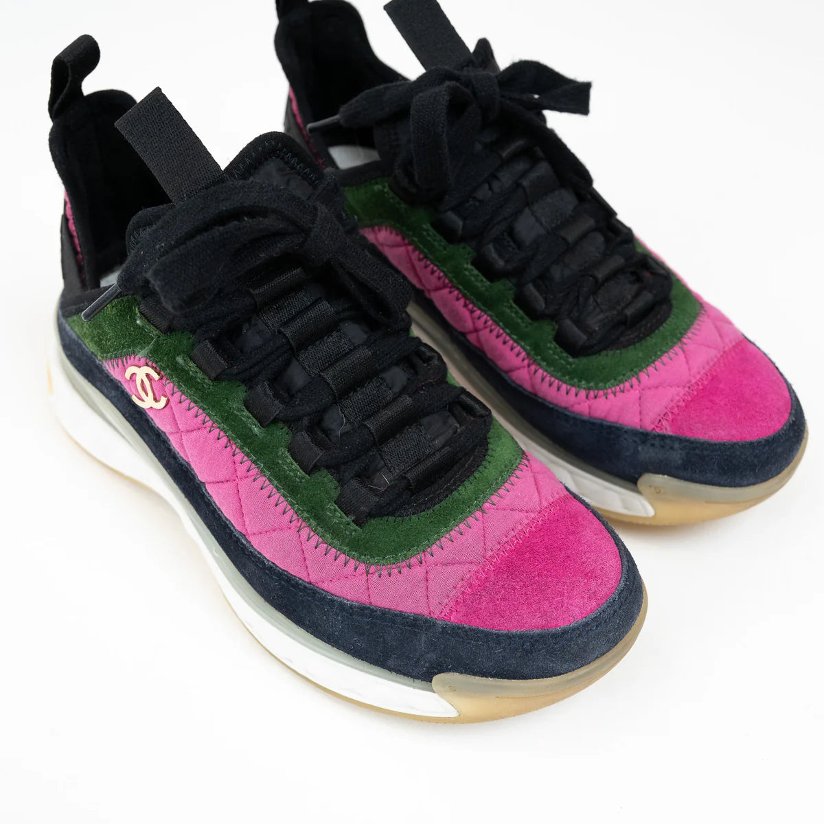 Pre-Loved Chanel™ Multicolor Suede Sneakers Size 36 Coeur Cult Core