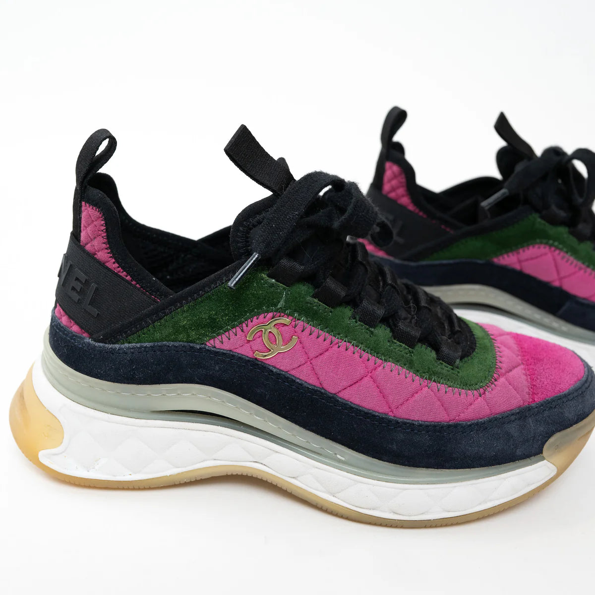 Pre-Loved Chanel™ Multicolor Suede Sneakers Size 36 Coeur Cult Core