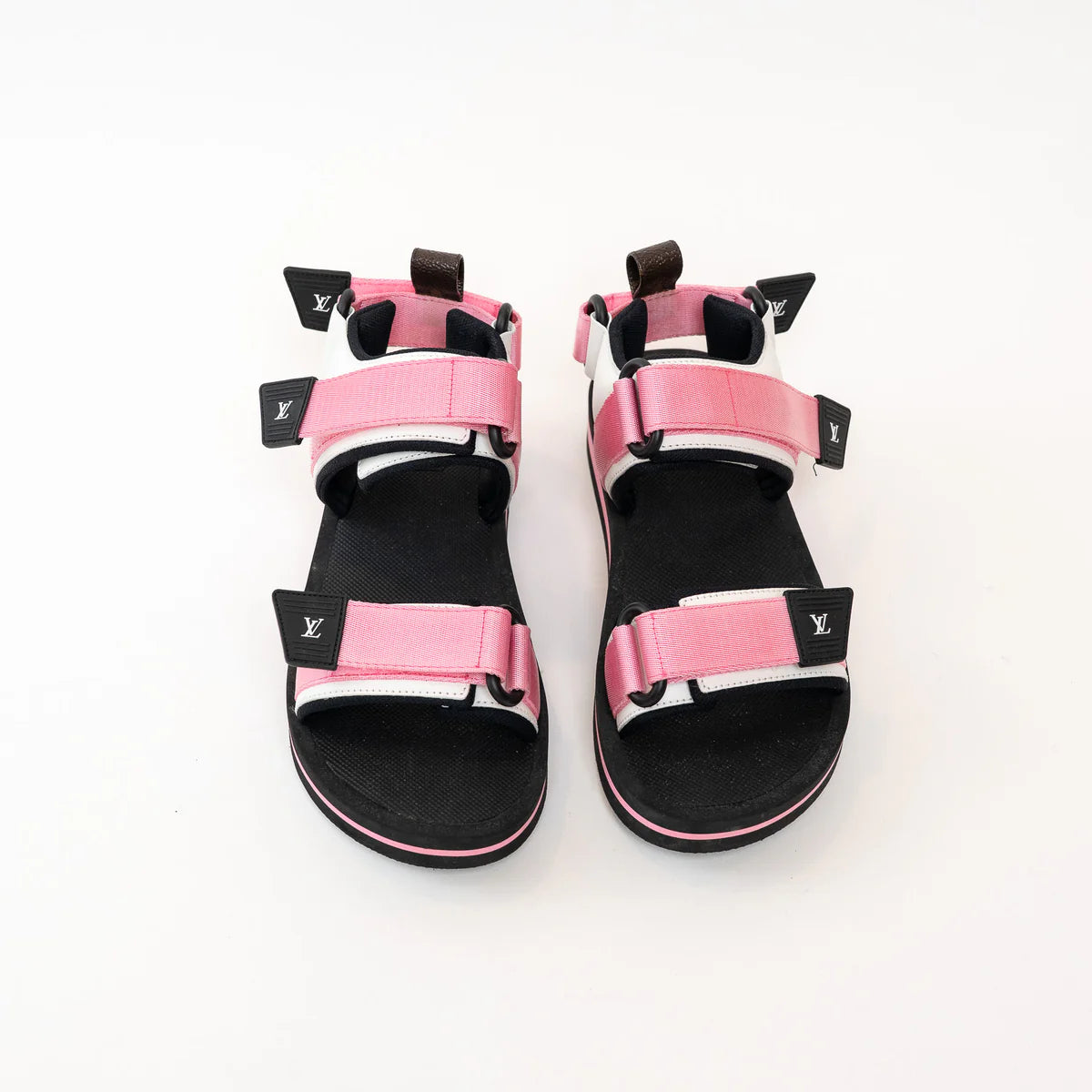Louis Vuitton Pink Nylon White Leather Sandals Size 36 Coeur Cult Core