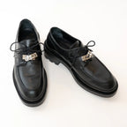 Hermes Black Calfskin Leather First Derby Loafers Size 38/40 Coeur Cult Core