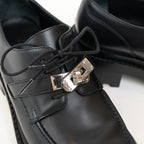 Hermes Black Calfskin Leather First Derby Loafers Size 38/40 Coeur Cult Core