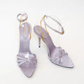 Saint Laurent Lavender Satin Chain Sandal Heels Size 39.5 Coeur Cult Core