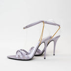 Saint Laurent Lavender Satin Chain Sandal Heels Size 39.5 Coeur Cult Core