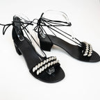 Guiseppe Zanotti Block Heel Sandals with Crystal Embellished Band Size 38 Coeur Cult Core