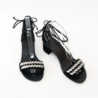 Guiseppe Zanotti Block Heel Sandals with Crystal Embellished Band Size 38 Coeur Cult Core