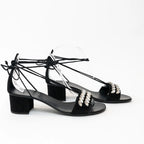 Guiseppe Zanotti Block Heel Sandals with Crystal Embellished Band Size 38 Coeur Cult Core