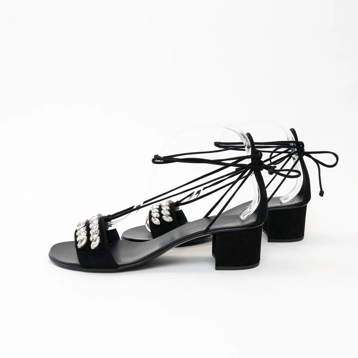 Guiseppe Zanotti Block Heel Sandals with Crystal Embellished Band Size 38 Coeur Cult Core