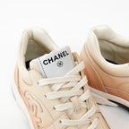 Pre-Loved Chanel™ Peach Gradient Smooth Leather Sneakers Size 37 Coeur Cult Core