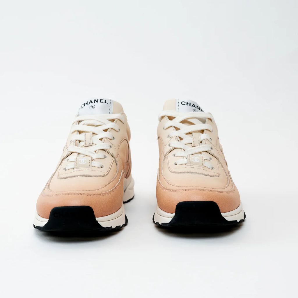 Pre-Loved Chanel™ Peach Gradient Smooth Leather Sneakers Size 37 Coeur Cult Core