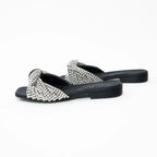 Sergio Rossi x Evangelie Smyrniotaki Black Satin Sandals with Embellished Crystal Knot Band Size 37 Coeur Cult Core