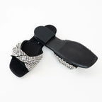 Sergio Rossi x Evangelie Smyrniotaki Black Satin Sandals with Embellished Crystal Knot Band Size 37 Coeur Cult Core