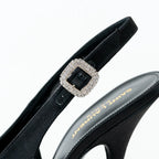 Saint Laurent Black Satin Slingback Pumps Size 40 Coeur Cult Core