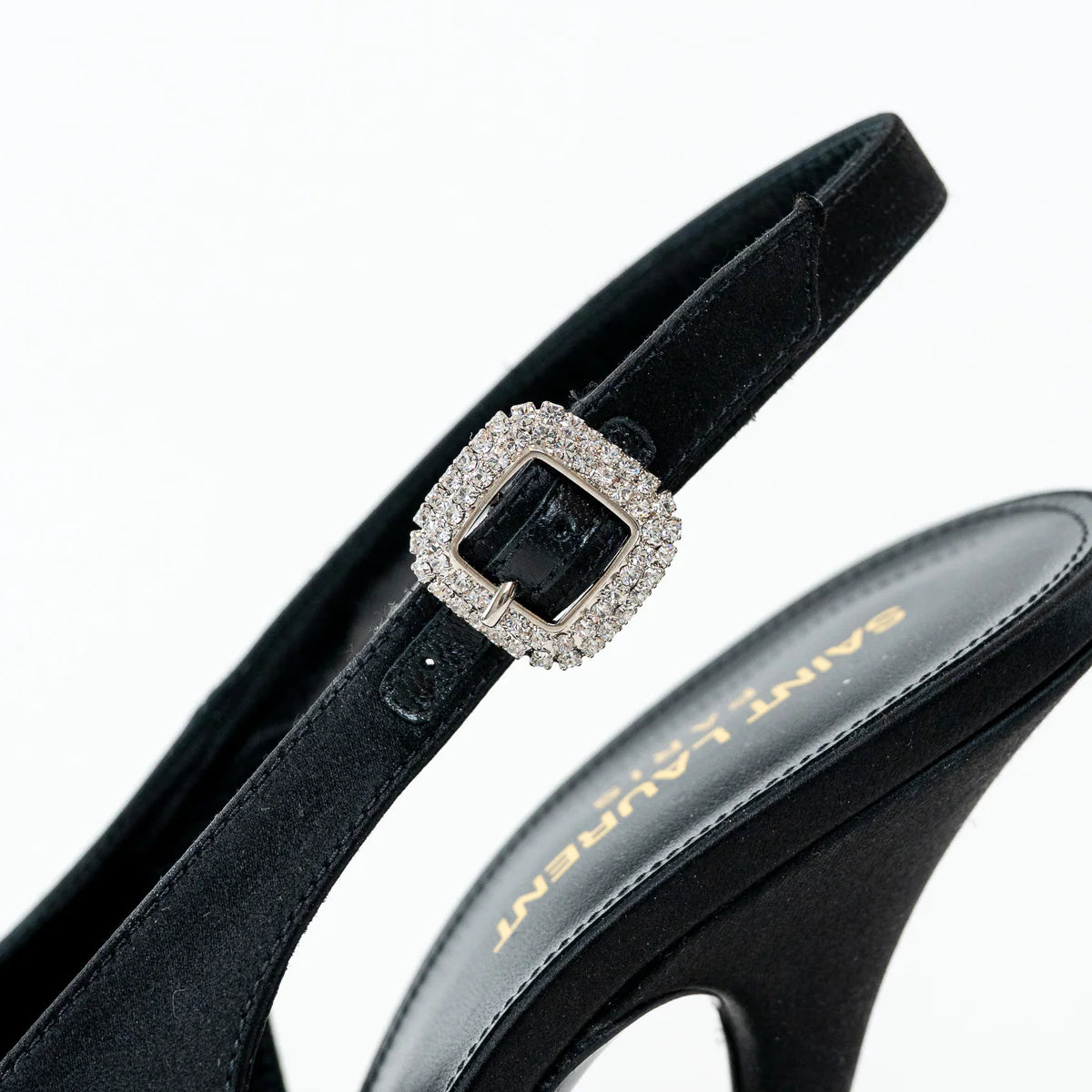 Saint Laurent Black Satin Slingback Pumps Size 40 Coeur Cult Core